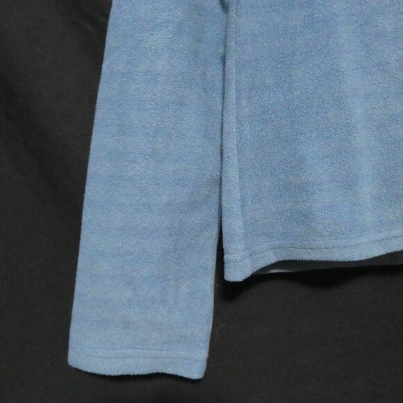 UB JEANS | Striped Light Blue Fleece V-Neck Long Sleeve Shirt W/ Sleeve Pocket - Picture 7 of 15